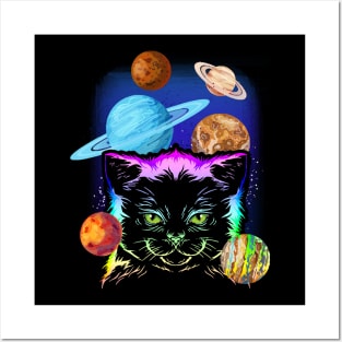 Cat Owner Galaxy Planets Posters and Art